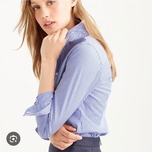 J.Crew "Favorite Shirt" Striped Blue Button Down Shirt Sz 6